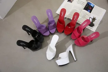 6 Culoare Femeie Pantofi de Nunta Sandale 2019 Club de noapte Sexy cu toc 15cm Pantofi Papuci de casă Tocuri Impermeabil Sandale de Vara Pompe 4