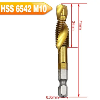 6pcs burghie HSS 4341 Șurub Punct de Spirală Fir M3 M4 M5 M6 M8 M10 pentru prelucrarea Metalelor prindere Hexagonal Mașină de Robinete Kit Metrice Plug 4