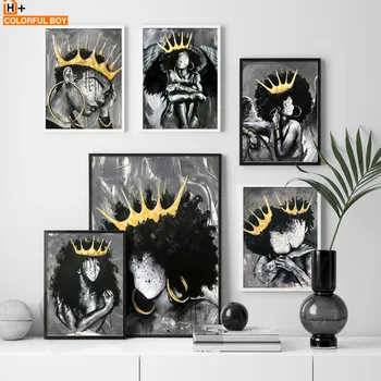 Africa De Înger Regina Neagră Fată Băiat Nordic Postere Si Printuri De Arta De Perete Pictura Panza De Imprimare Imagini De Perete Pentru Camera De Zi Club 4