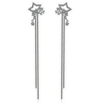 ANENJERY Argint 925 Micro Zircon Stele Picătură de Apă Timp Tassel Cercei Pentru Femei oorbellen S-E547 4