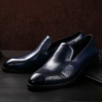 Barbati din piele pantofi de afaceri costum rochie pantofi barbati de brand Bullock piele naturala negru slipon de nunta mens pantofi Phenkang 2020 4