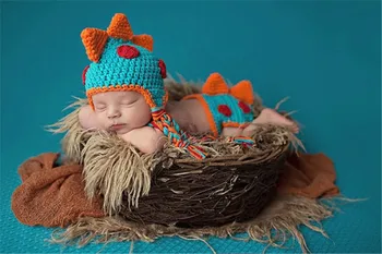 Bebe Nou-Nascut Recuzită Fotografie Lionet/Pui/Tigru De Tricotat Pălărie Moale Pantaloni Set Haine Pentru Copii Accesorii Animale Drăguț 0-4 Luni 4