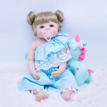 Bebe Renăscut Baby Doll Jucarii Pentru Copii Cadou 56cm full Silicon Copii Playmate Intra Apa Mini ochi albaștri fată Păpuși baie jucărie NPK 4