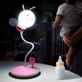 Copilul Lampă de Noptieră Lumina de Noapte LED Albine Drăguț desen Animat de Masă Lampă de Control de la Distanță Lumina de Noapte 4