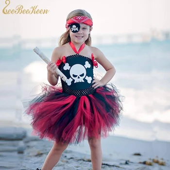 Costum de pirat Anime Copslay Film jocul de Rol Costum de Vacanță Cadou de 1-12 ani copii Pirat Cosplay Costum Pentru Fete Rochie Tutu 4