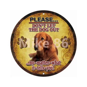 [ Decorman ] Câine Husky Chihuahua Chow Chow Bulldog Tin Semn de Epocă Fast-Food Rotund Pictura Cadou arta Bar Decorare R-002 30 CM 4