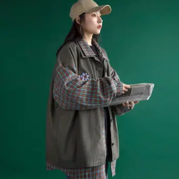 Femei jachete Casual, Simplu Plus Dimensiune Sacou 2XL Liber Canadiană Mozaic coreeană Stil Harajuku Streetwear la Modă pentru Femei Haina 4