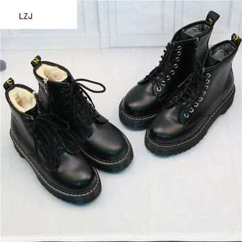 Femeile Plat Platforma Glezna Cizme De Primăvară Boot Black Lace Up Black Mediu Liane Pantofi Petrecere De Moda Încălțăminte Zapatos De Mujer 4