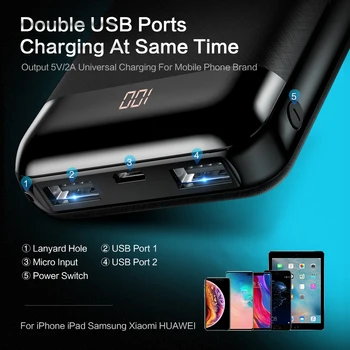 FLOVEME Mini Power Bank 10000mAh Pentru Xiaomi Mi Powerbank de unde această putere Banca Incarcator Dual Usb port Baterie Externă Poverbank Portabil 4