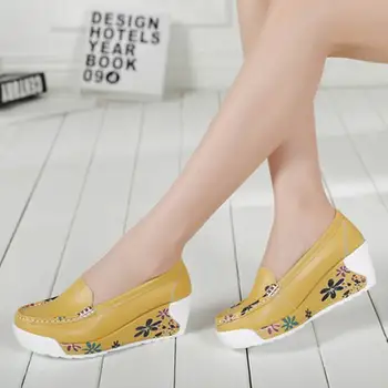 GKTINOO Nouă Femei din Piele Pantofi Platforma Wedges White Lady Pantofi Casual Leagăn mama Dimensiunea de Pantofi pentru 35-40 4