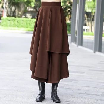 HAYBLST Brand Femeie Fusta 2020 Toamna Iarna Fuste Femei Plus Dimensiune Haine de Înaltă Talie coreeană Stil Elegant de Îmbrăcăminte de Pânză de Lână 4