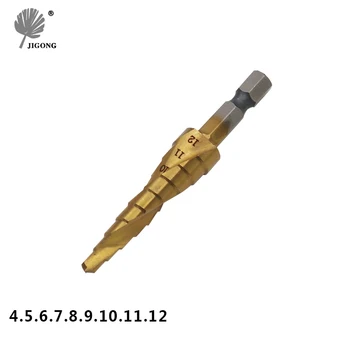 JIGONG 4-32mm Pagoda Forma HSS Foraj Triunghi Coadă de prelucrare a Metalelor din Oțel de Mare Viteză Pas Burghiu Gaura de Tăiere Instrumente 3pcs 4