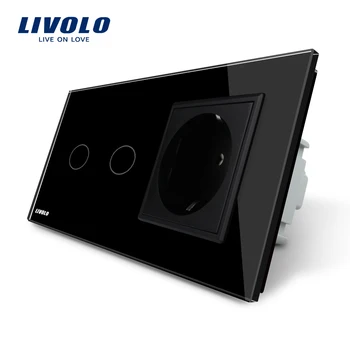 Livolo 16A UE Perete standard Priza de Putere cu Touch Switch, AC220~250V,Alb Cristal Panou de Sticlă, VL-C702-11/VL-C7C1EU-11 4