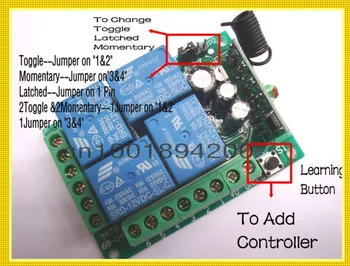 Livrare gratuita Digital Radio Control de la Distanță Switch-uri DC12V 4CH 1 Receptor + 2 Transmițător Cod de Învățare M4/T4/L4/2M4+2T4 ajustat 4