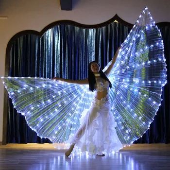 Luminos Alb-Lumina de Aur ISIS Aripi de Înger Condus Fluture Belly Dance Costum pentru Femei Bellydance Performanță Dans Accesoriu 4