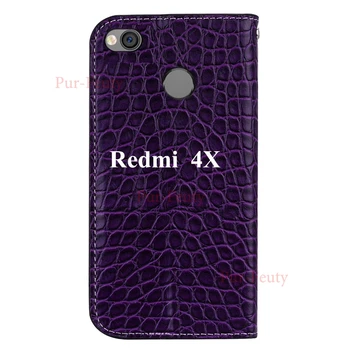Magnetic Flip case pentru Xiaomi Redmi 4X 4 X Redmi4X Sclipici Bling Dermatoglyph Telefon Coperta din Piele pentru Xiaomi Redmi X4 Rosu mi 4X 4