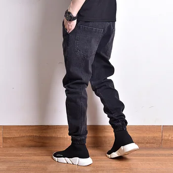Moda Streetwear Barbati Blugi De Culoare Neagra Vintage Designer Fund Moale Pantaloni De Marfă Homme Stil Japonez Hip Hop Jogger Blugi Barbati 4