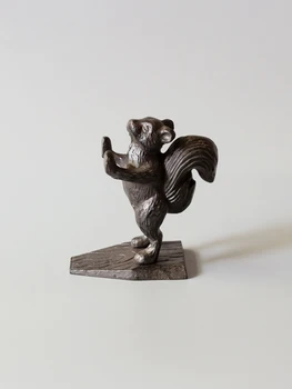 Negru În Picioare Veveriță Fonta Usa Opri European Vintage Handmade Din Metal Veveriță Animal Sculptura Solid Veveriță Figurine 4