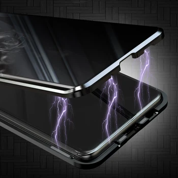 NOI Confidențialitate Magnetice Caz Pentru Samsung Galaxy Nota 20, Ultra Plus S20 S20 Magnet Metal Partea Dublu Capac Sticla 360 Caz 4