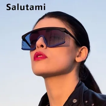 O Bucată Pătrat Roz Ochelari De Soare Pentru Femei 2019 Brand De Lux Supradimensionat Ochelari De Soare Barbati Jumătate Cadru Gaura Chic Plat Ochelari De Ins Fierbinte 4