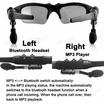 Ochelari inteligente Bluetooth Căști Polarizat ochelari de Soare 4GB MP3 Player USB Flash Disk 4G U-disk fără Fir Căști Stereo 4