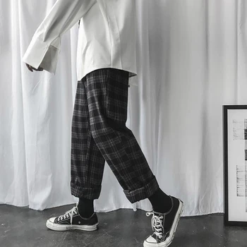 Pantaloni Casual Barbati Carouri Largi Picior Liber de Epocă Mens Pantaloni Drepte Simplu All-meci Ins Chic Trendy coreean Streetwear Harajuku 4