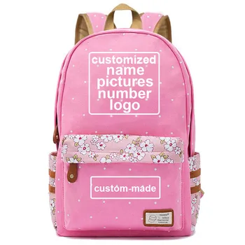 Personalizate de Imprimare DIY ca Fotografie sau Logo-ul Boy Fata de Carte Geanta Femei Bagpack Adolescenți Panza Doamna Femme Rucsac, Sac de Școală 4