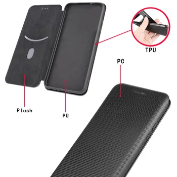 Picătură de Protecție din Fibră de Carbon Flip Cover pentru Xiaomi Pocophone Poco M3 X3 NFC 10T Lite 5G F2 Pro Redmi K30S Nota 9 8 8T 9 9A 9C 4