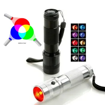 SecurityIng 10 în 1 LED Lanternă Tactică Colorshine Culoare Lumina RGB Schimbarea Edison Multicolor Lanterna LED-uri pentru Iluminat Zilnic 4