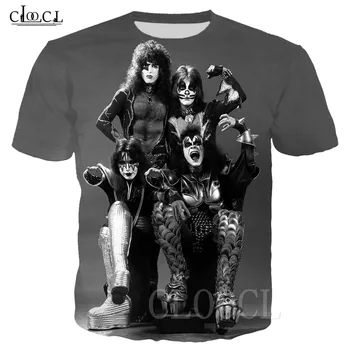 SĂRUT Rock Negru T-Shirt de Imprimare 3D Noi formatiei KISS Femei Barbati Tricou de Vară Populare Tricouri Bluze Pulovere Hip Hop Streetwear Tricouri 4