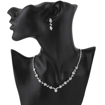 TREAZY Simplu de Onoare Mireasa Seturi de Bijuterii Stras de Cristal Cravată Colier Cercei Bratara de Nunta Seturi de Bijuterii pentru Femei 4