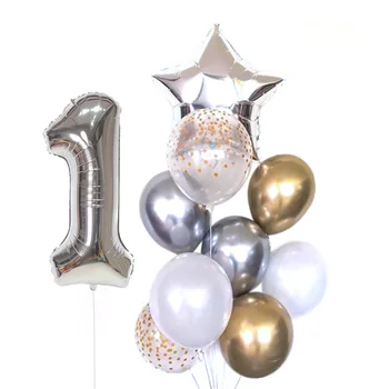 1set de Colorat de Ziua Confetti Balon 0-9 Număr Baloane Folie copil Copil Duș Petrecere de Nunta Decoratiuni Consumabile 5