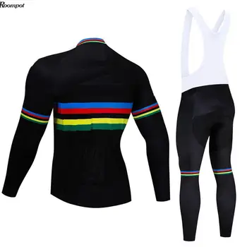 2019 cele mai Noi Pro Negru Echipa de Ciclism Seturi 20D Îmbrăcăminte Biciclete Biciclete Wear Toamna/Primavara Maneca Lunga Tricouri de Ciclism Seturi 5