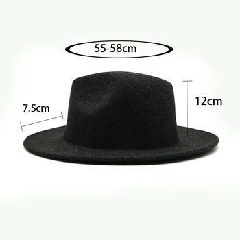 2019 Nou de înaltă calitate Femei bărbați Pălării de Lână pălărie Margine Largă Pălărie Panama Cald Iarna Jazz Capace Doamnă Elegantă Biserica Pălărie Sombrero 5
