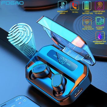 2020 Nou Bluetooth V5.0 Căști LED-uri Control Tactil Tws Căști fără Fir 9D Muzica Stereo Sport rezistent la apa Căști setul cu Cască 5