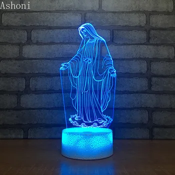 3D Acrilice LED Noapte Lumina sfintei Fecioare Maria Tactil 7 Culori Schimbare, Birou Lampă de Masă Petrecere Lumină Decorativă de Crăciun Cadou 5