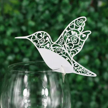 50 BUC Delicate Păsări Sculptate cu Laser Tăiat Pahar de Vin Card de Creație a Avut ca Decor care Doresc Carduri de Nunta, Ziua de nastere Parte Favoare 5