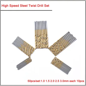 50pcs/set 1.0-3.0 mm 99Pcs/set 1.5-10mm de Mare viteză din oțel titan placat cu burghiu set,HSS Direct shank twist drill 5