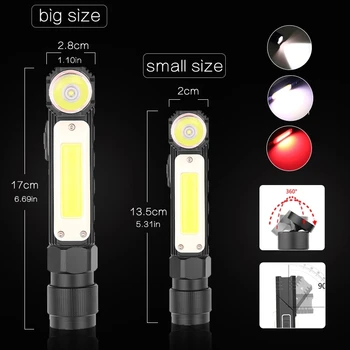 8000LM Lanterna Led-uri Handfree cu Combustibil Dual 90 de Grade Twist Clip Rotativ USB Reîncărcabilă Impermeabil Magnet Mini Lanterna LED-uri în aer liber 5
