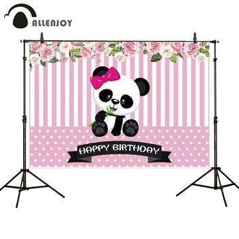Allenjoy Panda Personalizate Petrecere Fundaluri Banner Happy Birthday Copil De Fundal Stripe Bambus Jungle Boy Fata De Copil De Dus Photocall 5