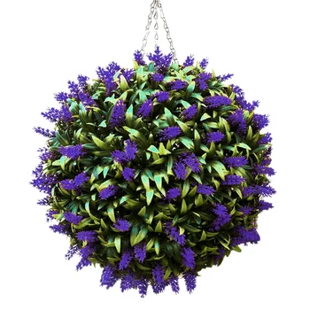Artificiale Violet Lavanda Agățat arta Topiata Minge de Flori de Plante Decor Coș Ghiveci 30cm 5