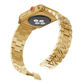 Aur/Negru Diamant Oțel Curea pentru Apple Watch Band 44/40MM 38/42MM Fete/Femei Bratara Fashion pentru iWatch Serie SE 6 5 4 3 2 5
