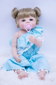 Bebe Renăscut Baby Doll Jucarii Pentru Copii Cadou 56cm full Silicon Copii Playmate Intra Apa Mini ochi albaștri fată Păpuși baie jucărie NPK 5
