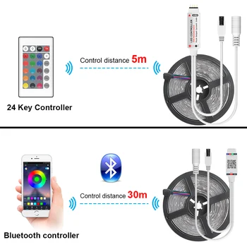 Bluetooth Benzi cu LED-uri RGB Led Banda SMD 2835 DC12V Impermeabil LED 5m 10m diodă Panglică Flexibil cu Bluetooth de la distanță 5