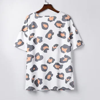 Bluza de vara Femei O-gat imprimeu de Leopard Maneca Scurta Camasi Bluze Largi, Topuri Tricou Femei Îmbrăcăminte de sex Feminin рубашка женская 5