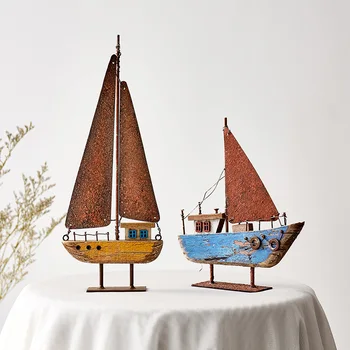 Creative Vas De Lemn Model Modern Decor Acasă Fier Retro Barcă Cu Pânze Figurine Birou Decorative Ziua De Nastere Cadouri De Craciun 5