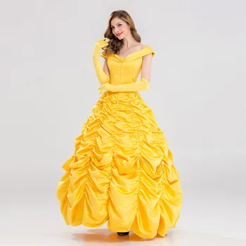 De înaltă calitate, Frumusete si ia Belle Dress Adult Printesa Belle Cosplay Costum Fantezie Rochie de Printesa SAU Peruci, Costume Rochii Lungi 5