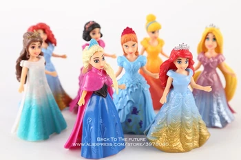 Disney Princess Magic Clip Păpuși Rochie Magiclip 8pcs/set 9cm Figura de Acțiune Anime Decor Colecție de Figurine Jucarii model de copil 5