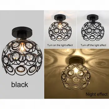 E27 negru Creative cristal minimalist, lumina plafon cu un Singur perete lampă de tavan dormitor lampă Unică Europeană fier lampă lampă de Cristal 5