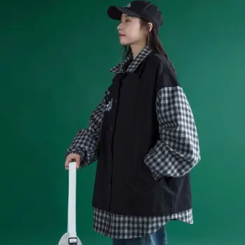 Femei jachete Casual, Simplu Plus Dimensiune Sacou 2XL Liber Canadiană Mozaic coreeană Stil Harajuku Streetwear la Modă pentru Femei Haina 5